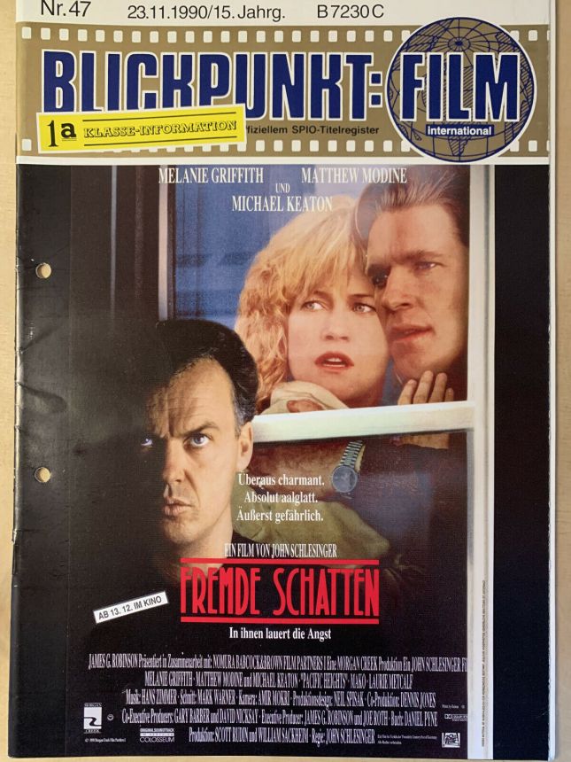 BLICKPUNKT: FILM magazine side cover Issue 47  November 1990