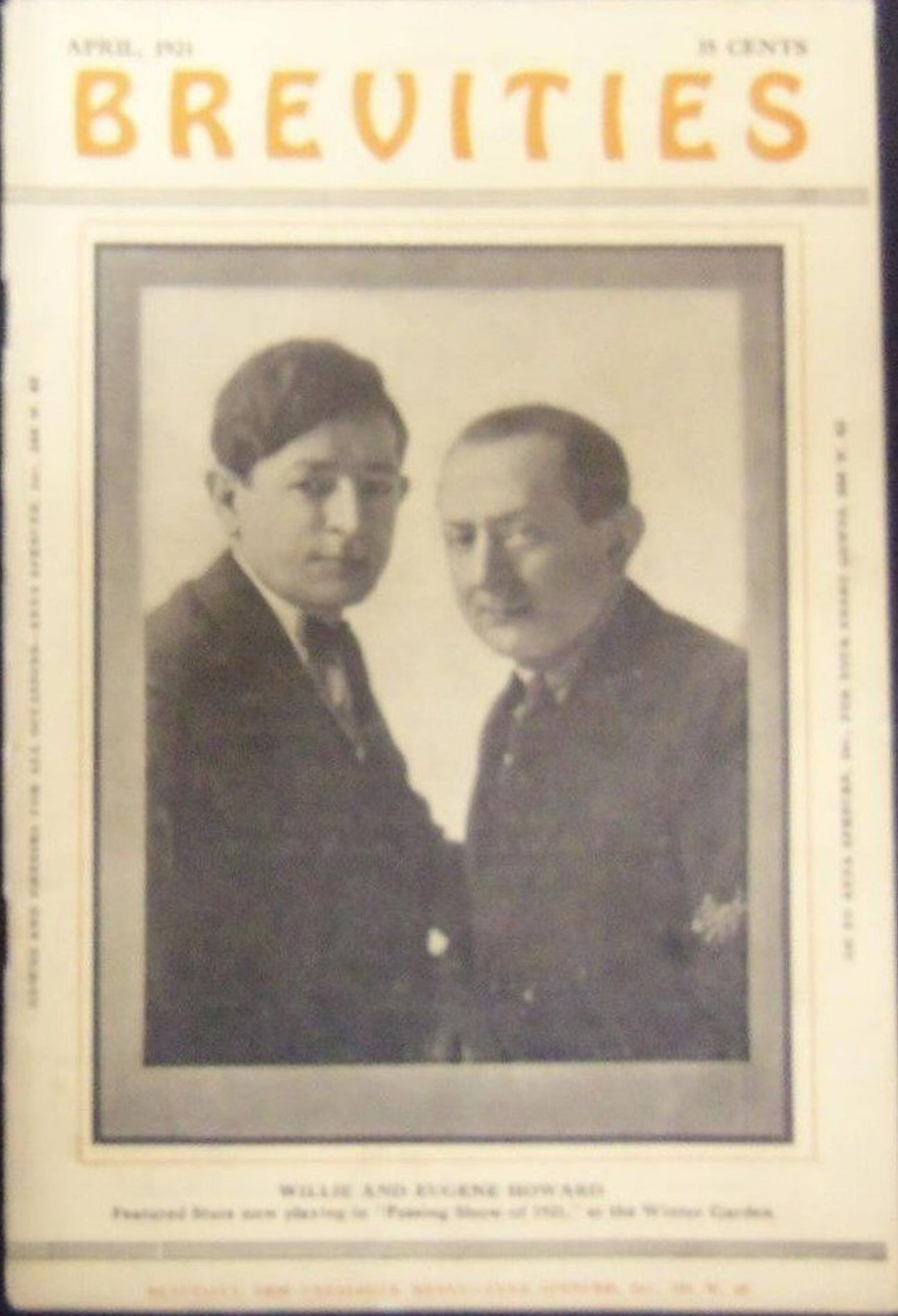 BREVITIES magazine side cover  April 1921