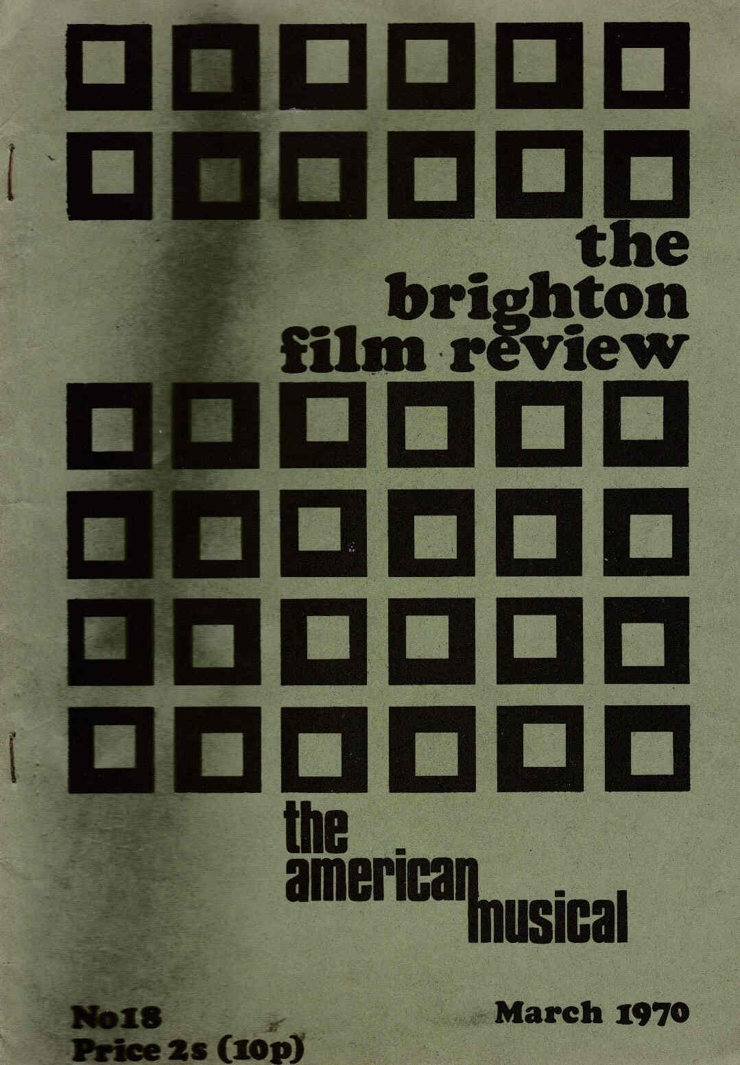 BRIGHTON FILM REVIEW magazine side cover Issue 18 March 1970