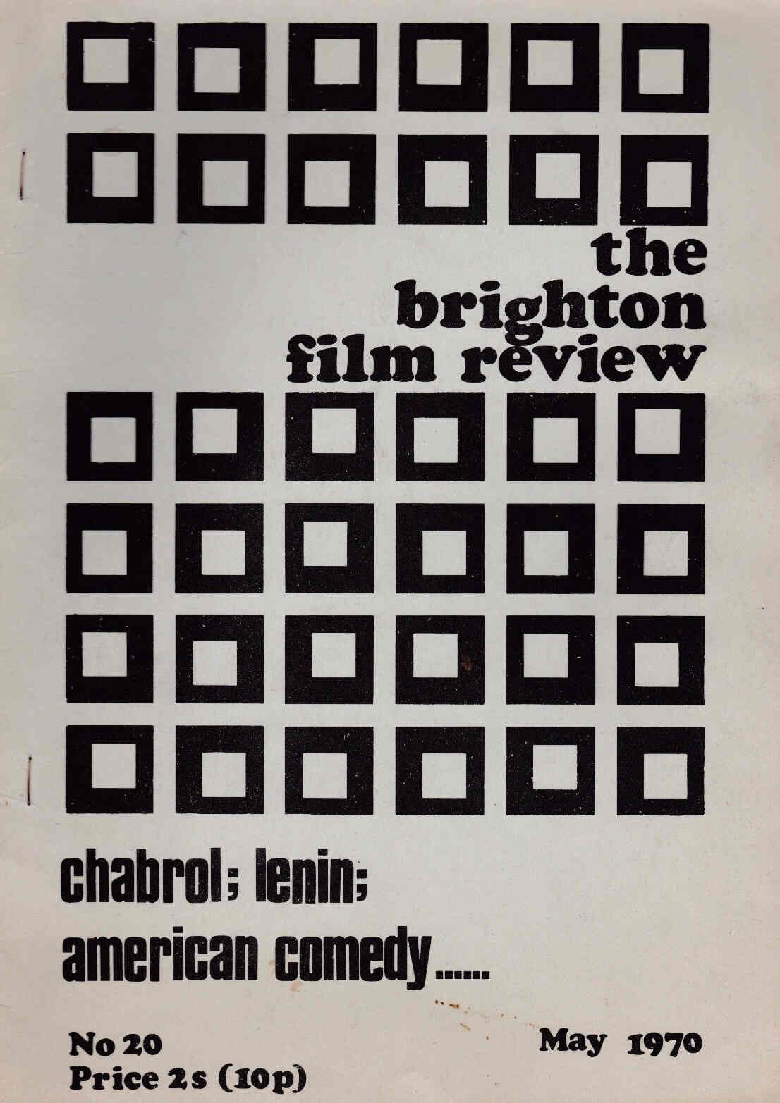 BRIGHTON FILM REVIEW magazine side cover Issue 20 May 1970