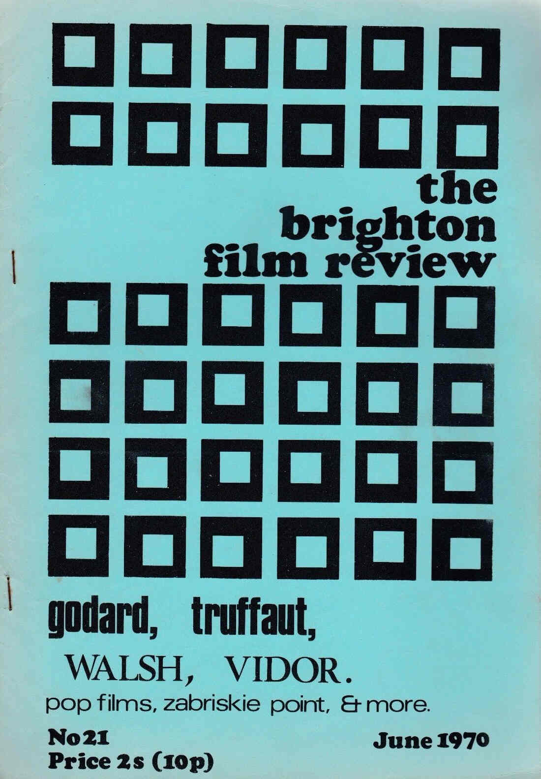 BRIGHTON FILM REVIEW magazine side cover Issue 21 June 1970
