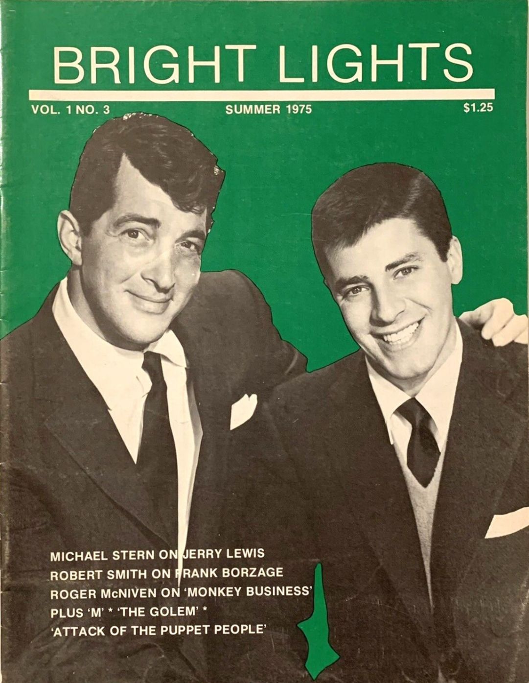 BRIGHT LIGHTS magazine side cover Issue 3  Vol 1 # 3 Summer 1975