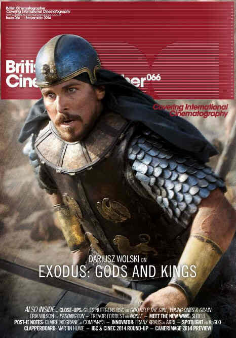 BRITISH CINEMATOGRAPHER magazine side cover Issue 66 November 2014