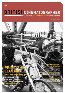 BRITISH CINEMATOGRAPHER magazine side cover Issue 24 November 2007