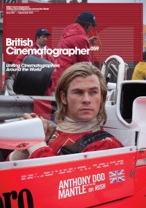 BRITISH CINEMATOGRAPHER magazine side cover Issue 59 September 2013
