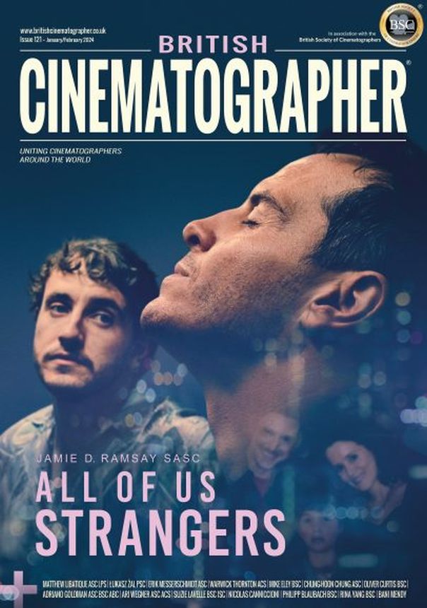BRITISH CINEMATOGRAPHER magazine side cover Issue 121  January 2024