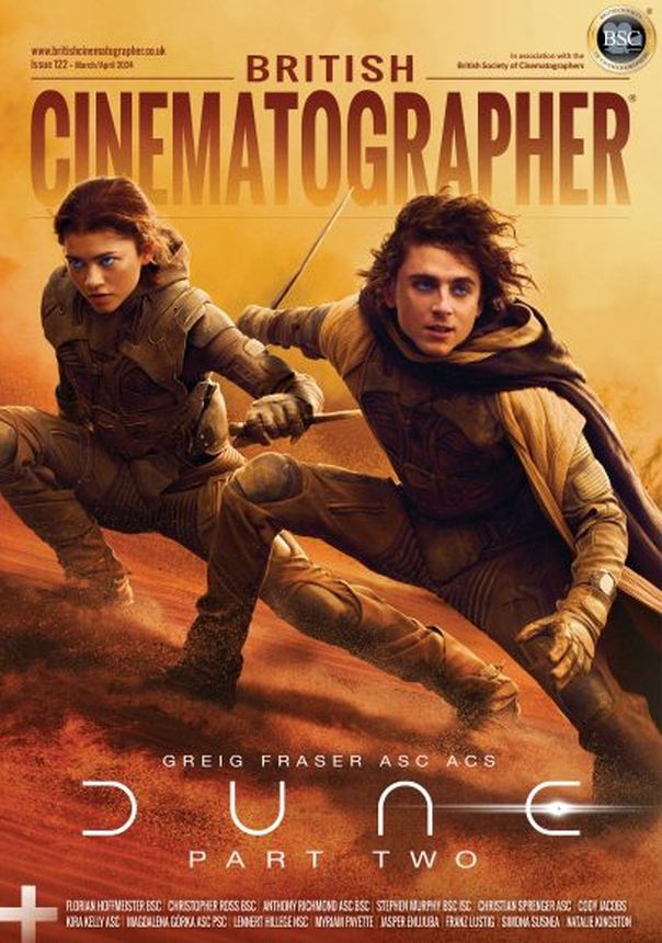 BRITISH CINEMATOGRAPHER magazine side cover Issue 122  March 2024