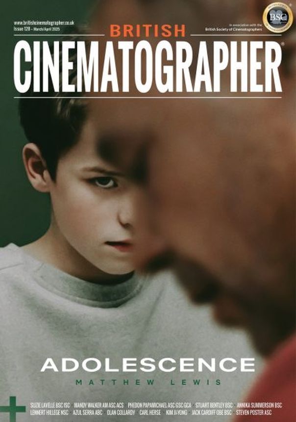 BRITISH CINEMATOGRAPHER magazine side cover Issue 128  March 2025