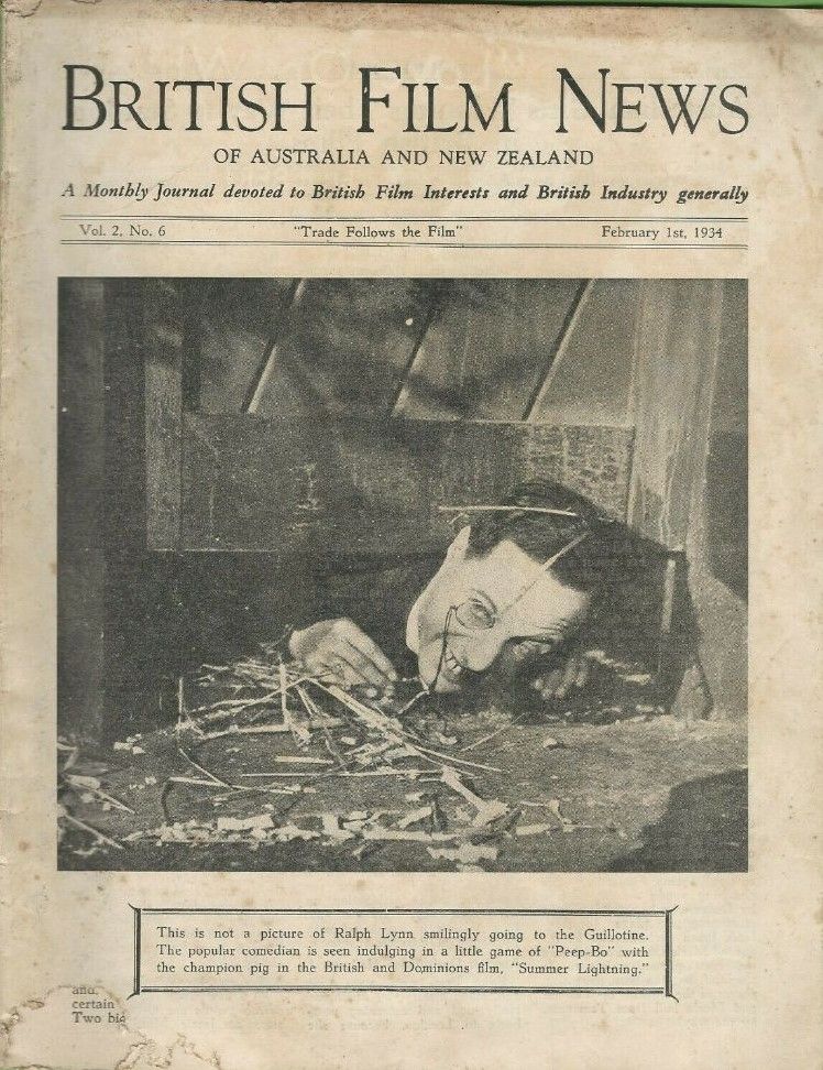 BRITISH FILM NEWS magazine side cover  Vol 2 # 6 1 February 1934
