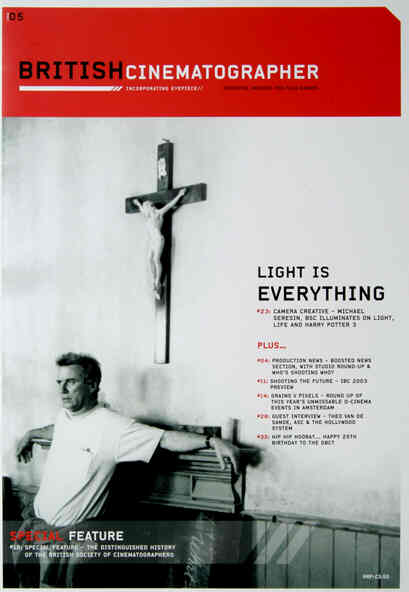 BRITISH CINEMATOGRAPHER magazine side cover Issue 5 September/October 2004