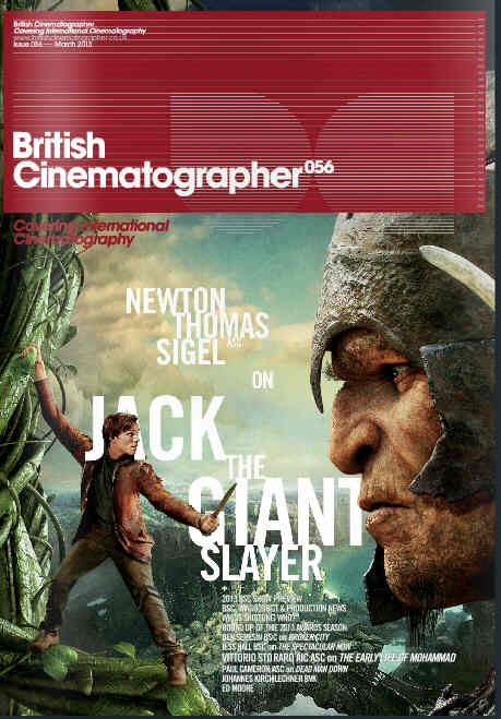 BRITISH CINEMATOGRAPHER magazine side cover Issue 56 March 2013