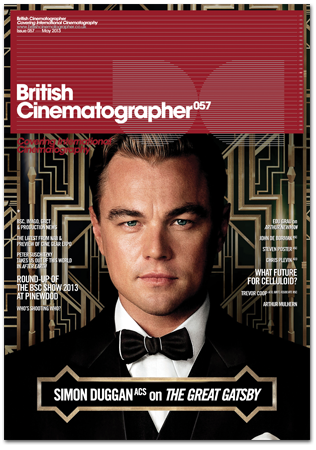 BRITISH CINEMATOGRAPHER magazine side cover Issue 57 May 2013