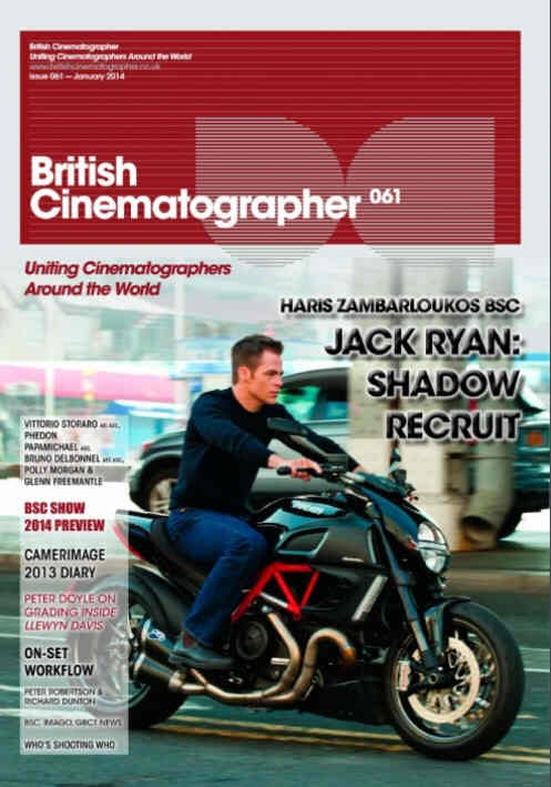 BRITISH CINEMATOGRAPHER magazine side cover Issue 61 January 2014