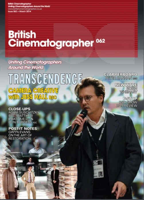 BRITISH CINEMATOGRAPHER magazine side cover Issue 62 March 2014