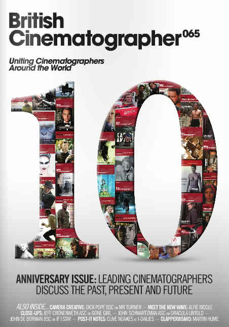 BRITISH CINEMATOGRAPHER magazine side cover Issue 65 September 2014