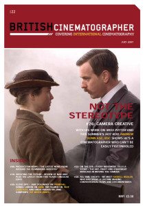 BRITISH CINEMATOGRAPHER magazine side cover Issue 22 July/August 2007