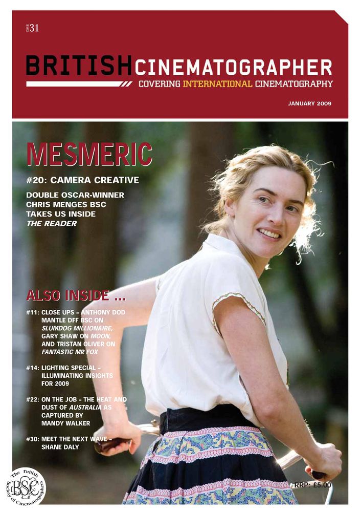 BRITISH CINEMATOGRAPHER magazine side cover Issue 31 January/February 2009