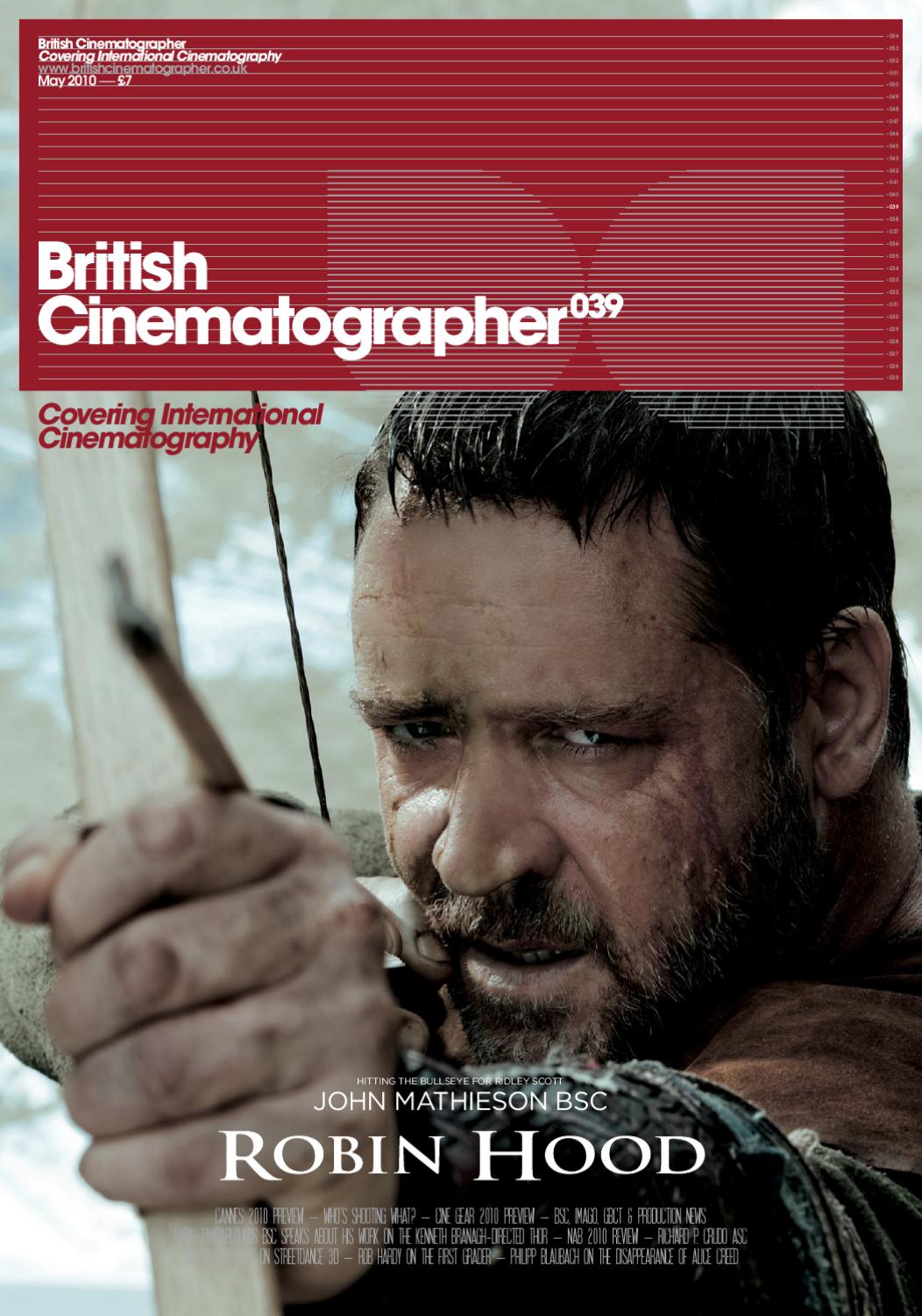 BRITISH CINEMATOGRAPHER magazine side cover Issue 39 May/June 2010