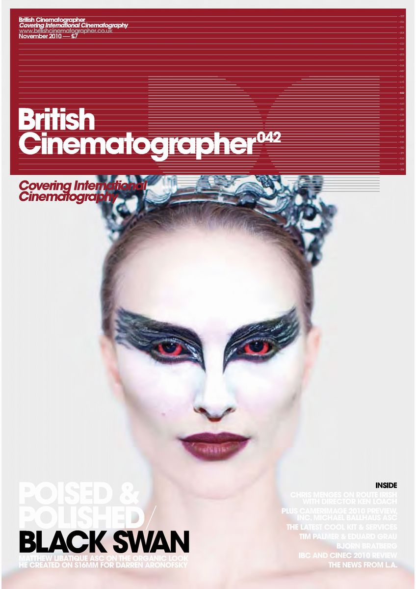 BRITISH CINEMATOGRAPHER magazine side cover Issue 42 November/December 2010
