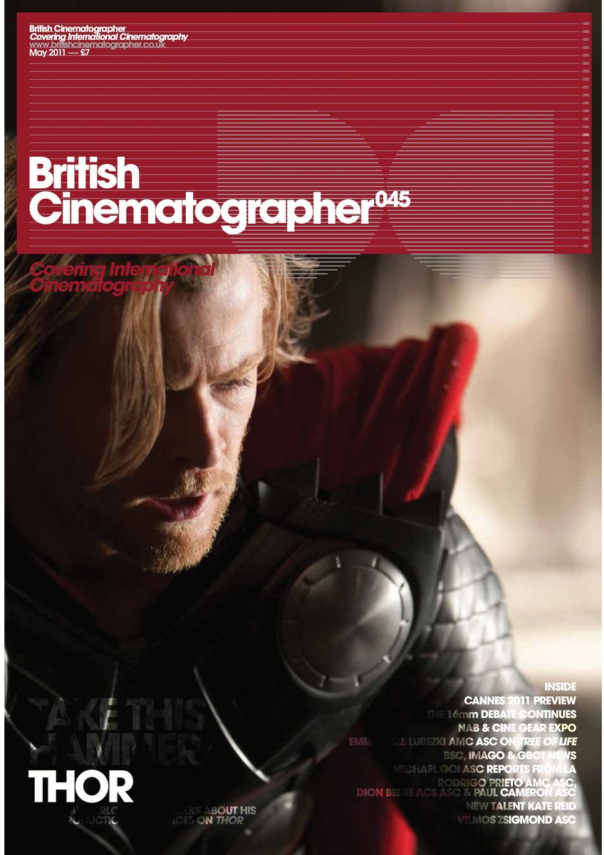 BRITISH CINEMATOGRAPHER magazine side cover Issue 45 May/June 2011