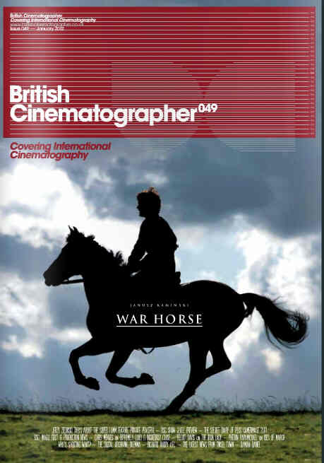 BRITISH CINEMATOGRAPHER magazine side cover Issue 49 January/February 2012