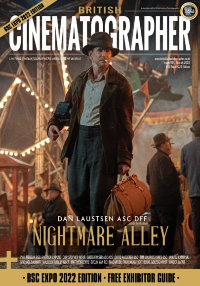 BRITISH CINEMATOGRAPHER magazine side cover Issue 110  March/April 2022