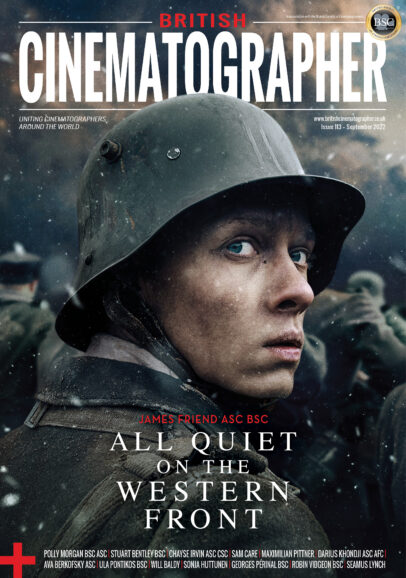 BRITISH CINEMATOGRAPHER magazine side cover Issue 113  September/October 2022