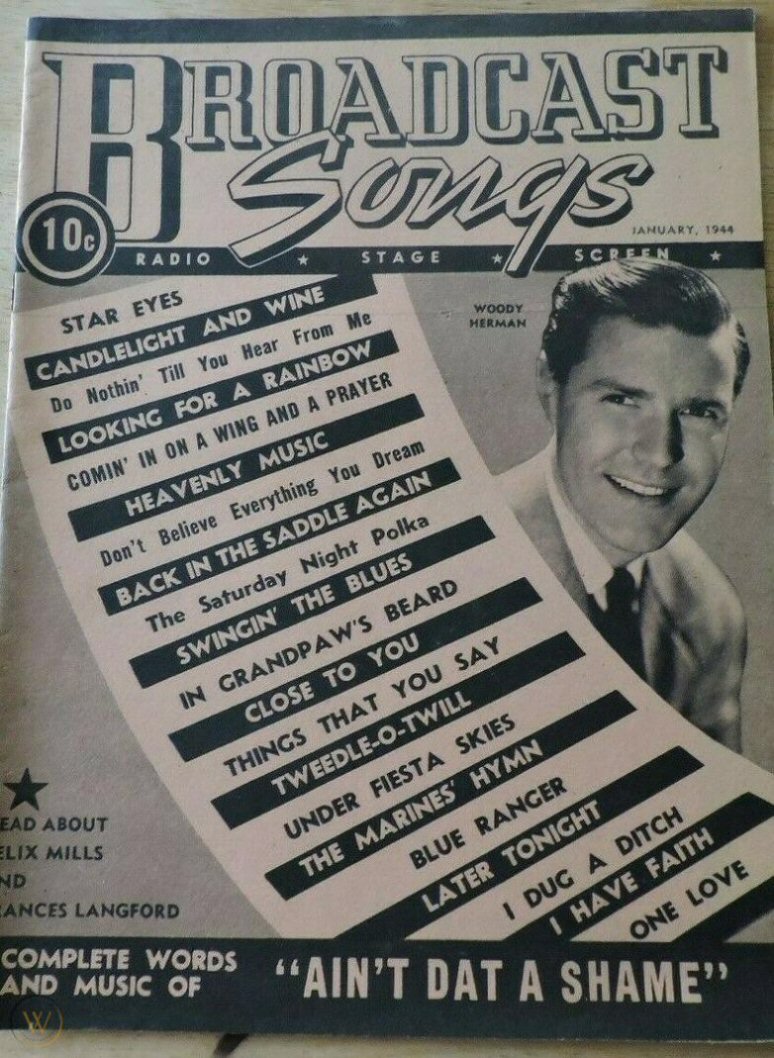 BROADCAST SONGS magazine side cover  January 1944