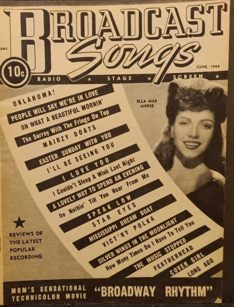 BROADCAST SONGS magazine side cover  June 1944