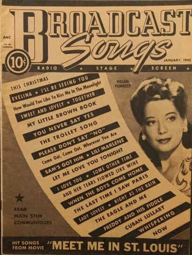 BROADCAST SONGS magazine side cover  January 1945