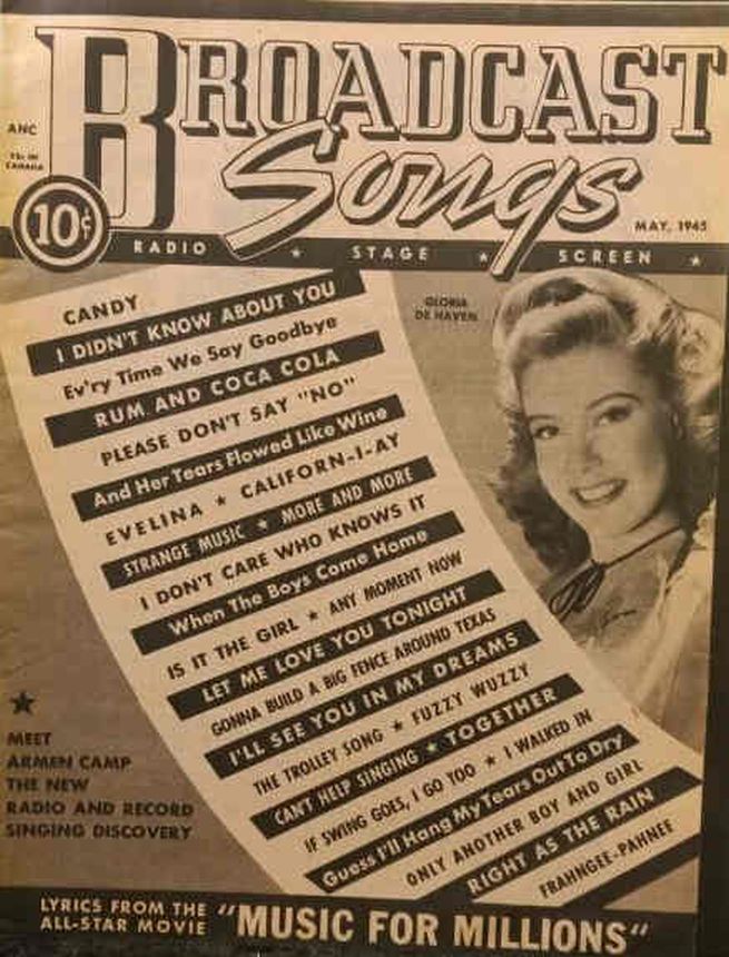 BROADCAST SONGS magazine side cover  May 1945