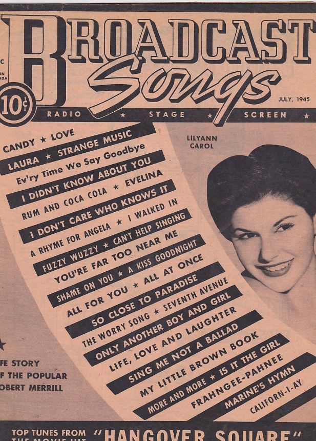 BROADCAST SONGS magazine side cover  July 1945