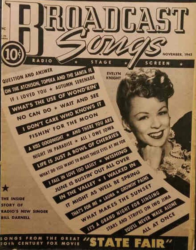 BROADCAST SONGS magazine side cover  November 1945