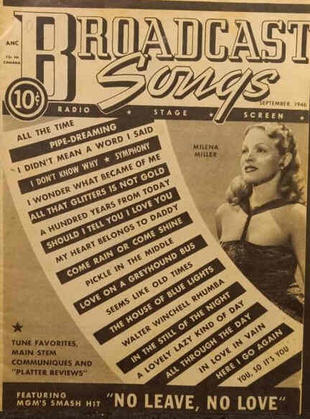 BROADCAST SONGS magazine side cover  September 1946