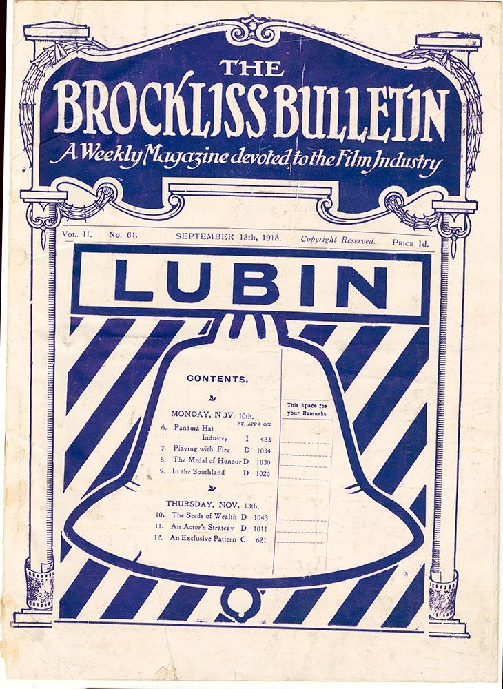BROCKLISS BULLETIN magazine side cover  Vol 2 No  64 13 September 1913