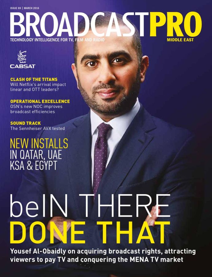 BROADCAST PRO MIDDLE EAST magazine side cover Issue 69 March 2016