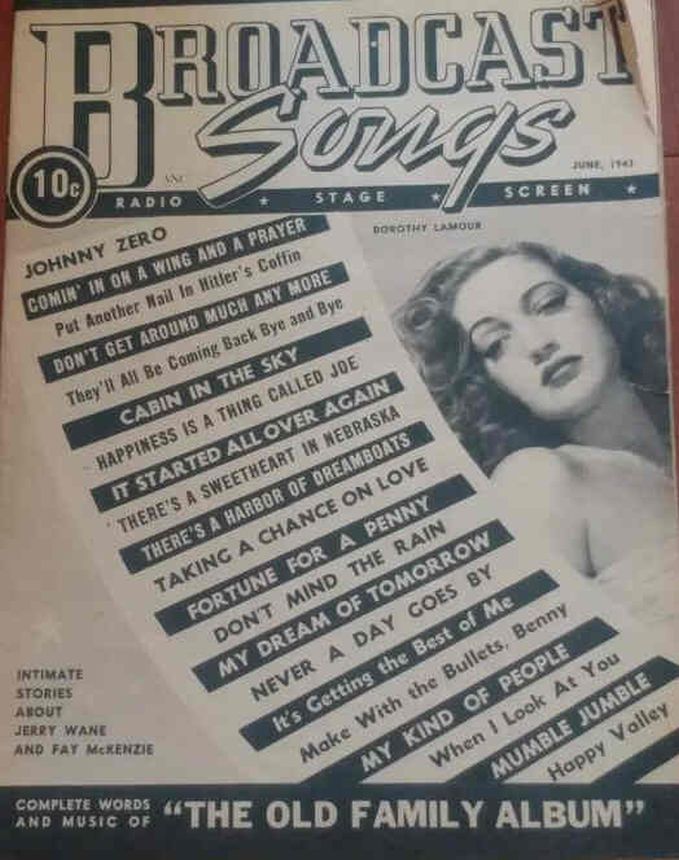 BROADCAST SONGS magazine side cover  June 1943