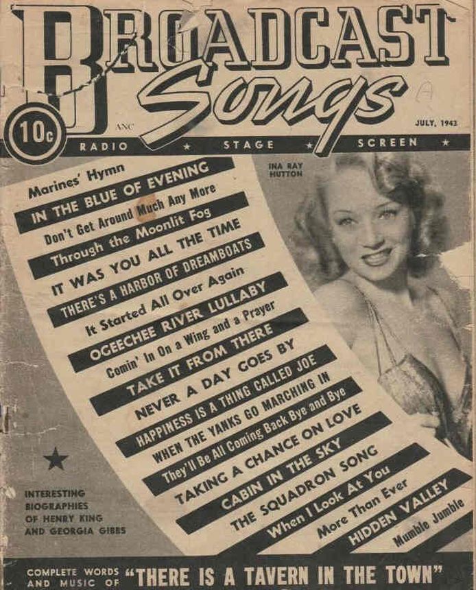 BROADCAST SONGS magazine side cover  July 1943