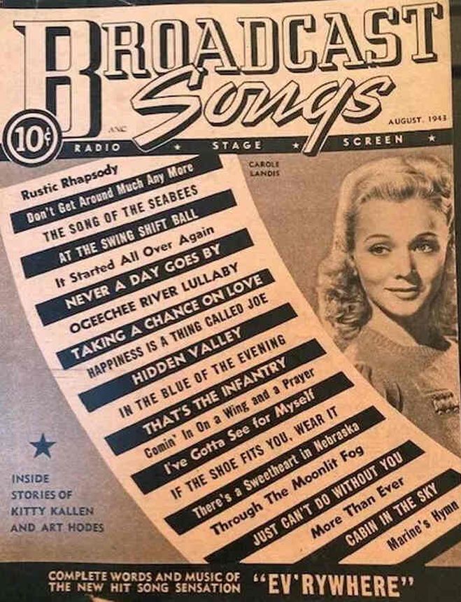 BROADCAST SONGS magazine side cover  August 1943