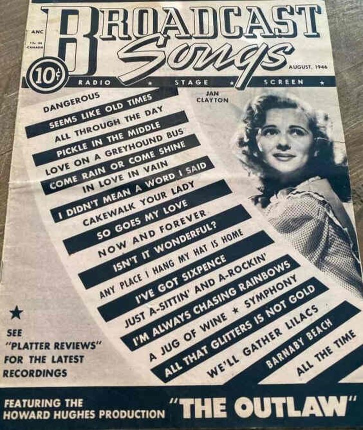 BROADCAST SONGS magazine side cover  August 1946