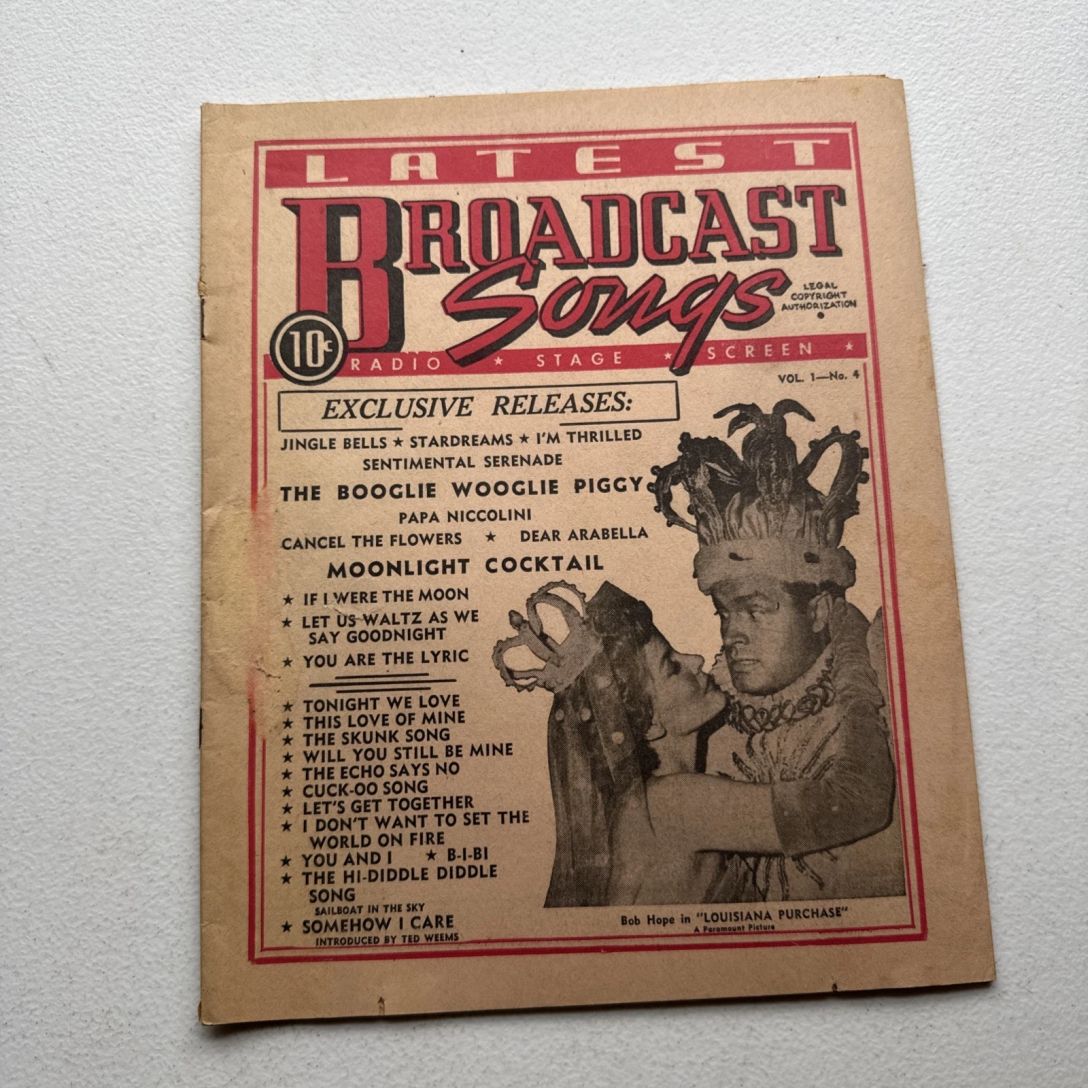 BROADCAST SONGS magazine side cover  April 1942