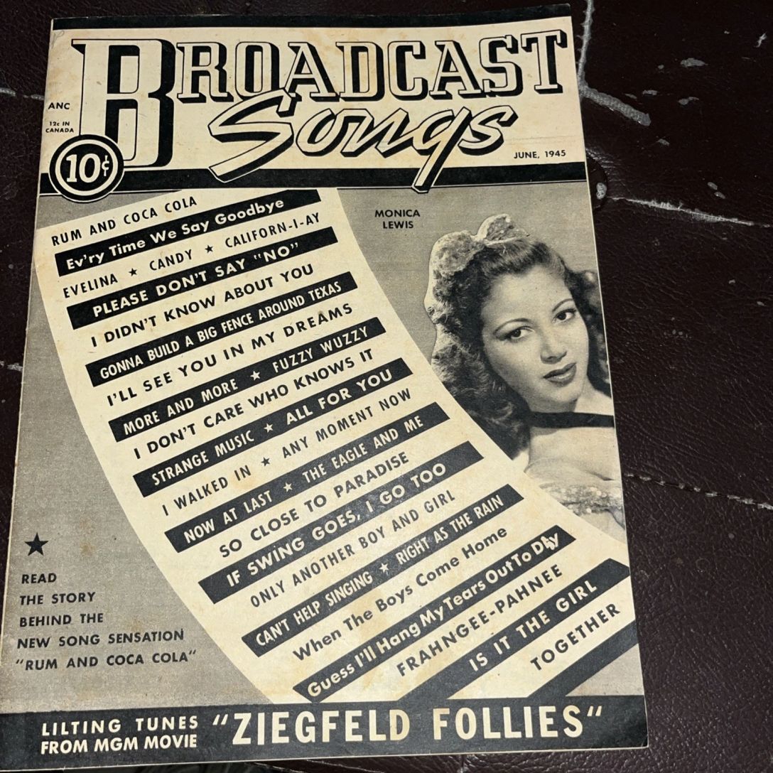 BROADCAST SONGS magazine side cover  June 1945