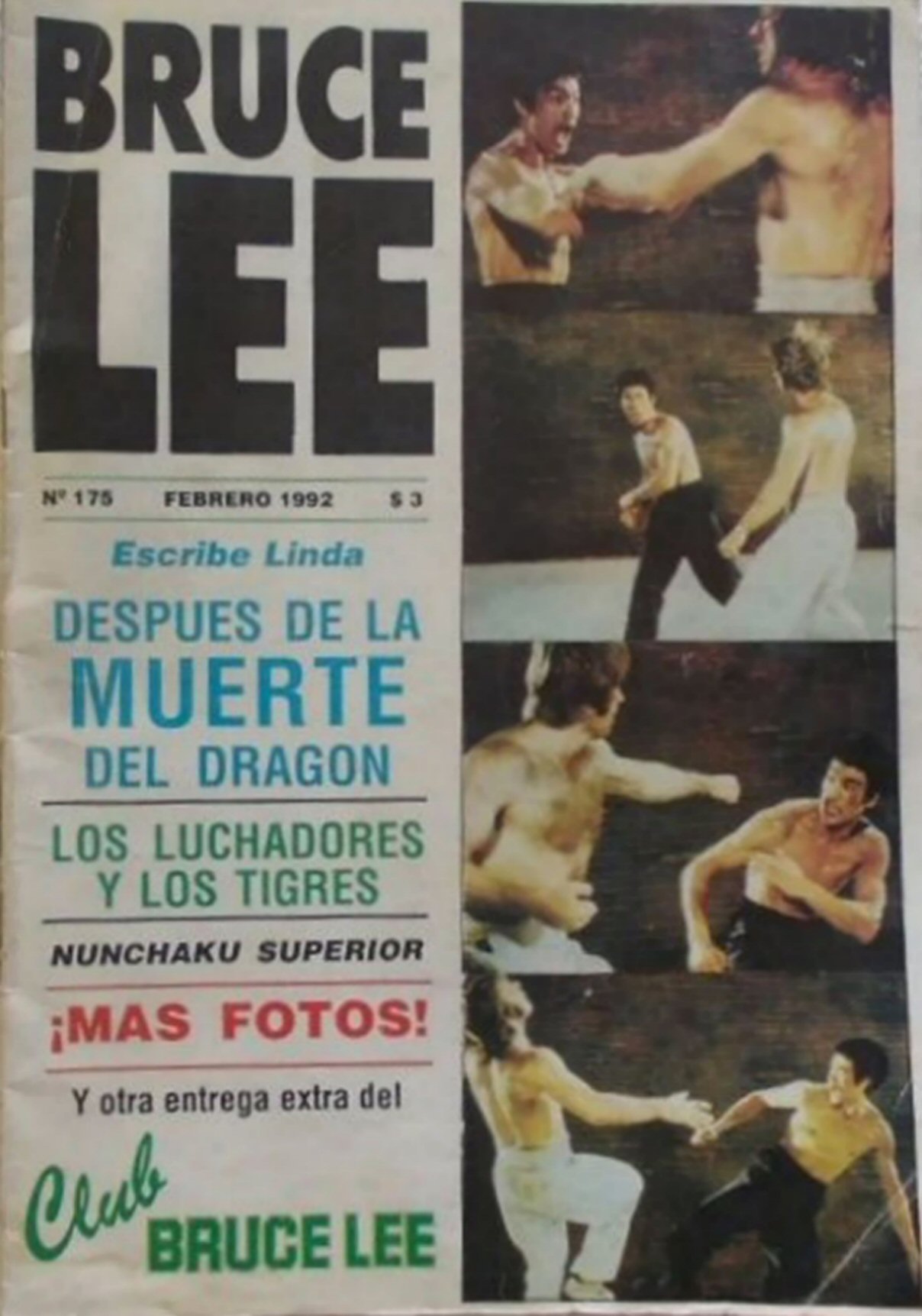 BRUCE LEE magazine side cover Issue 175  February 1992