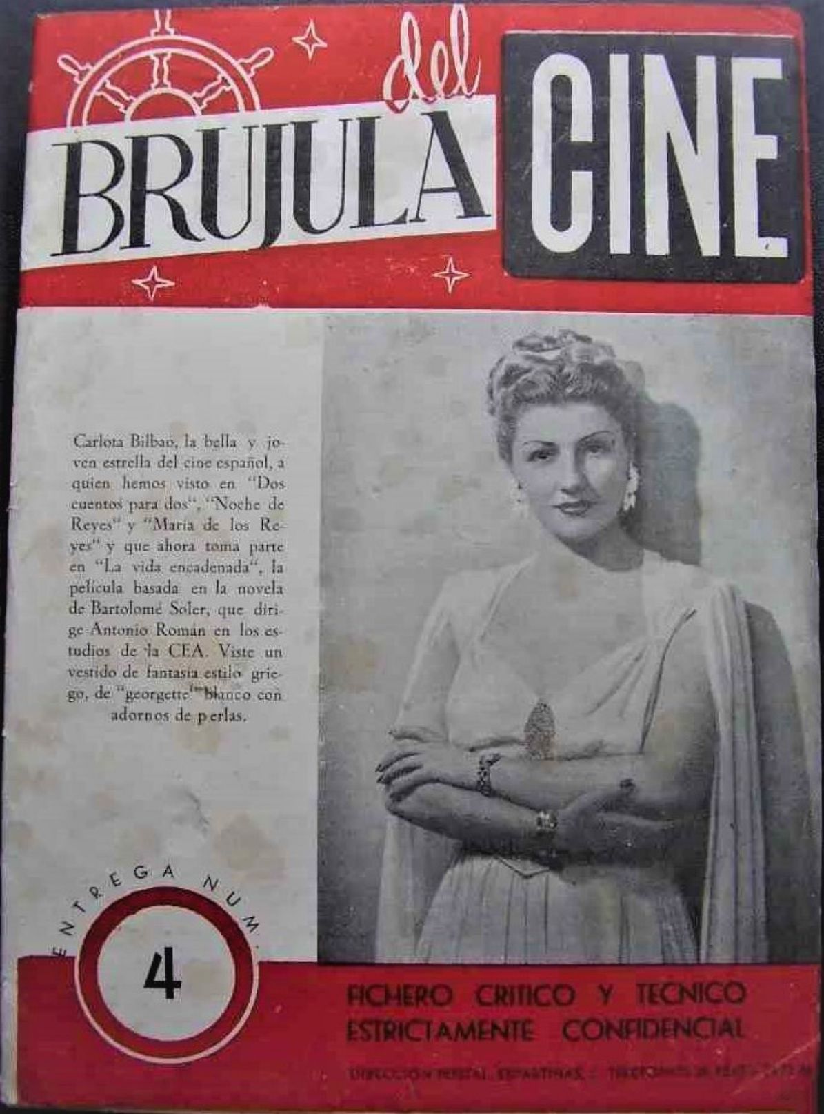 BRUJULA DEL CINE magazine side cover Issue 4   1948