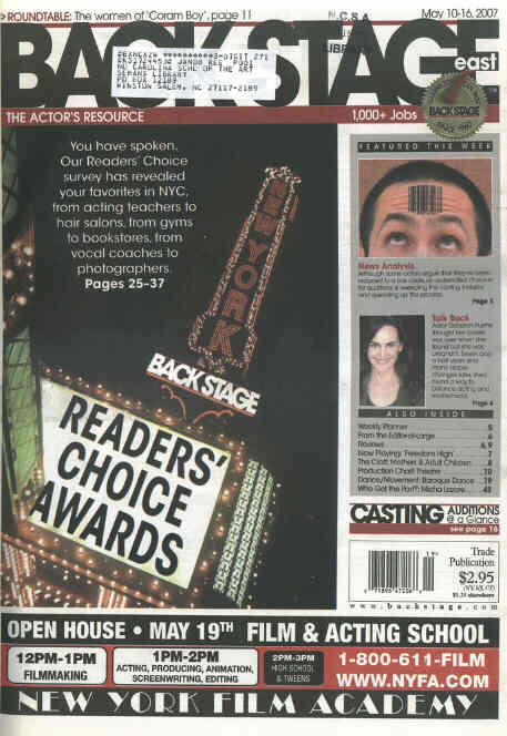 BACK STAGE EAST magazine side cover 10 May 2007