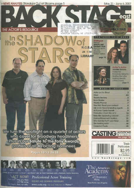 BACK STAGE EAST magazine side cover 31 May 2007