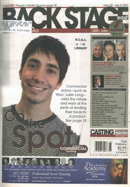 BACK STAGE EAST magazine side cover 28 June 2007