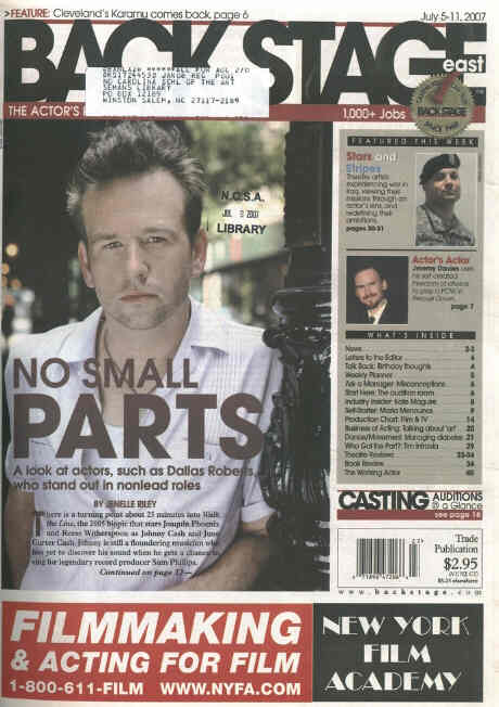 BACK STAGE EAST magazine side cover 5 July 2007