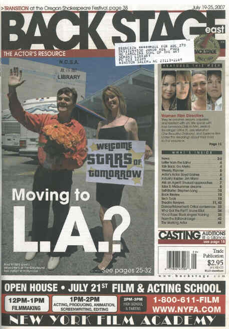 BACK STAGE EAST magazine side cover 19 July 2007