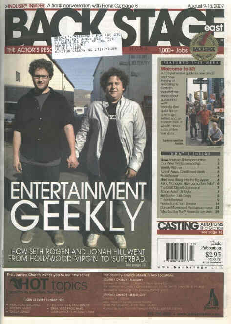 BACK STAGE EAST magazine side cover 9 August 2007